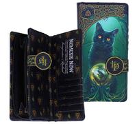 Nemesis Now Rise of the Witches Embossed Purse 18.5cm - Lisa Parker Gothic Wallet with Black Cat Artwork, Zip-Around Fantasy Handbag for Women
