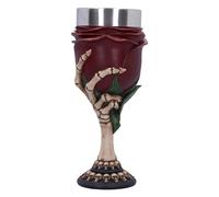 Nemesis Now Rose to The Occasion Goblet 20cm, Red, Resin, Skeleton Rose Goblet, Skeleton Hand Holding Rose Design, Stainless Steel Insert, Cast in The Finest Resin, Expertly Hand-Painted
