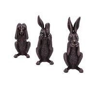 Nemesis Now See No, Hear No, Speak No Evil Bronze Hare Figurines, Polyresin, One Size