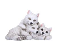 Nemesis Now Sleepy Wolf Pups Figurine 14cm, White, Three Baby Wolves Figure | Resin, White Wolves Trio Ornament, Collectable Wolf Giftware, Cast in the Finest Resin, Expertly Hand-Painted