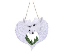 Nemesis Now Snow in Love Hanging Sculpture, 20cm Resin Wolf Wall Art, Cast in the Finest Resin, Expertly Hand-Painted