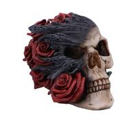 Nemesis Now Soul Rose Skull Figurine, Hand-Painted Resin, Gothic Decor with Black Smoke and Red Roses, Symbol of Life and Death