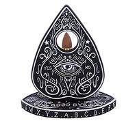 Nemesis Now Spirit Board Planchette Backflow Incense Burner 15cm, Resin, Black, Spirit Board Incense Holder, Black and White Spirit Board Design, Cast in Resin, Hand-Painted, Holds Incense Stick