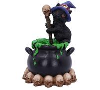 Nemesis Now Spook Witches Familiar Black Cat and Bubbling Cauldron Figurine,12cm