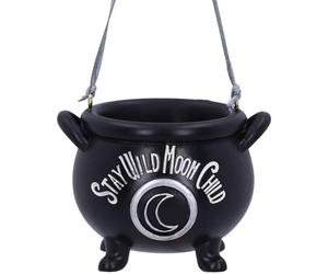 Nemesis Now Stay Wild Child Moon Hanging Ornament 6.1cm, Resin, Black, Exclusive Witch's Cauldron Witchcraft Design, Halloween and Christmas Decoration, Cast in the Finest Resin, Expertly Hand-Painted
