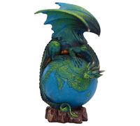 Nemesis Now The Terran Dragon Figurine - Green Dragon Resting on Planet Earth Globe, Hand-Painted Fantasy Statue, Nature Inspired Dragon Decor, Mythical Earth Element Sculpture for Collectors, 15cm