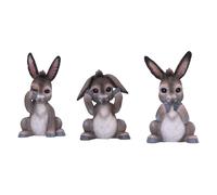 Nemesis Now Three Wise Donkeys 11cm, Resin, Grey, Donkey Figurine Trio, Animal Merchandise, Cast in the Finest Resin, Hand-Painted
