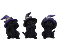 Nemesis Now Three Wise Familiars See No Hear No Speak No Evil Black Cats Figurine, 9.2cm