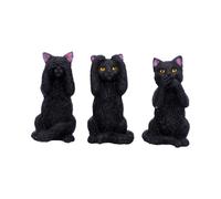 Nemesis Now Three Wise Felines Black Cat Figurines 8.5cm Resin Ornament Gift Set