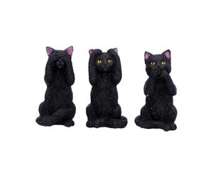 Nemesis Now Three Wise Felines Black Cat Figurines 8.5cm Resin Ornament Gift Set