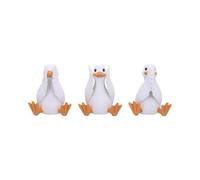 Nemesis Now Three Wise See No Evil Hear No Evil Figurines, Adorable Hand-Painted Resin Collectibles and Gift - Wise Geese