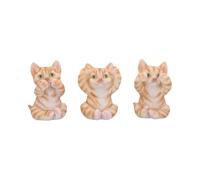 Nemesis Now Three Wise See No Evil Hear No Evil Figurines, Adorable Hand-Painted Resin Collectibles and Gift - Tabby Cats