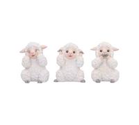 Nemesis Now Three Wise See No Evil Hear No Evil Speak No Evil Figurines, Adorable Hand-Painted Resin Collectibles and Gift - Sheep