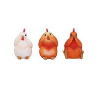Nemesis Now Three Wise See No Evil Hear No Evil Speak No Evil Figurines, Adorable Hand-Painted Resin Collectibles and Gift - Hens