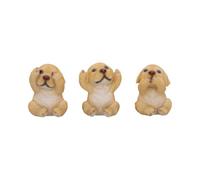 Nemesis Now Three Wise See No Evil Hear No Evil Speak No Evil Figurines, Adorable Hand-Painted Resin Collectibles and Gift - Golden Labradors