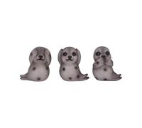 Nemesis Now Three Wise See No Evil Hear No Evil Speak No Evil Figurines, Adorable Hand-Painted Resin Collectibles and Gift - Seals