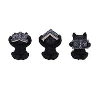 Nemesis Now Three Wise Spell Cats 8.5cm, Resin, Black, Three Wise Kitten Figurines, Occult Kittens Figurine Trio Set, Cat Merchandise, Cast in the Finest Resin, Expertly Hand-Painted