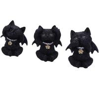 Nemesis Now Three Wise Vampuss Cat Figurines, 9cm, Black, Vampire Cats, Witch Gift, Halloween Decoration, Cast in Finest Resin, Lovingly Hand-Painted