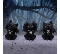 Nemesis Now Three Wise Vampuss Vampire Black Cat Kitten Wings Gothic Gift 9cm