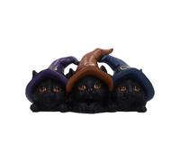 Nemesis Now Trio of Mischief Witches Cats Figurine - Black Cats with Witch Hats, Detailed Resin, Gothic and Mystical Decor for Cat Lovers