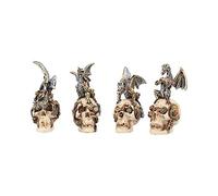 Nemesis Now U3830K8 Mind Machines 10.5cm Set of 4, Dragon Skull Figurines, White