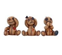Nemesis Now Voodoo Dolls Figurines - Three No Evil Hear No Evil Speak No Evil Statues, Adorable Hand-Painted Resin Collectibles and Gift, Gothic Home Decor, 8cm