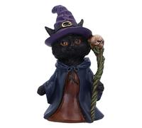 Nemesis Now Whiskered Wizard 14cm, Black, Cat Figure, Expertly Hand-Painted