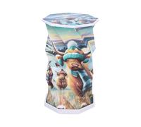 Nemesis Now Winter Highland Cows Foldable Lamp 21cm - USB-C Rechargeable Dimmable LED Light - Touch Activated Farmhouse Table Lamp, Beige