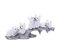 Nemesis Now Winter Litter Set of Wolves on Rock 25.7cm, Resin, White
