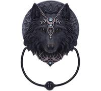 Nemesis Now Wolf Moon Door Knocker 20.5cm, Resin, Black, Weighted Metal Knocker