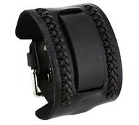 Nemesis NW-K Black Wide Leather Cuff Wrist Watch Band