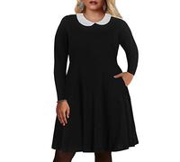 Nemidor Womens Plus Size Halloween Dress Fall Fit and Flare Skater Party Long Sleeve Casual Vintage Dresses with Pocket