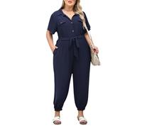 Nemidor Womens Plus Size Jumpsuit Casual Dressy One Piece Outfits Long Pants with Pocket Romper NEM591, Navy, 26