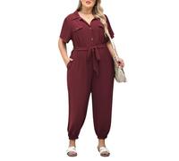 Nemidor Womens Plus Size Jumpsuit Casual Dressy One Piece Outfits Long Pants with Pocket Romper NEM591, Wine, 26