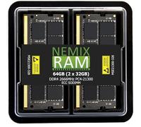 NEMIX RAM 64GB (2X32GB) DDR4 2666MHZ PC4-21300 2Rx8 1.2V CL19 260-PIN ECC Unbuffered SODIMM Memory KIT