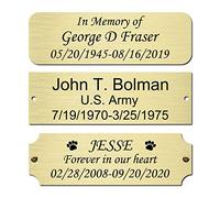 NEMOCI 3" W x 1" H Personalized Name Plates Custom Engraved Name Plaque | Solid Brass Plaque for Urn,Trophy,Picture Frame,Art Tag with Adhesive Backing or Screws