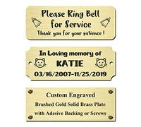 NEMOCI 4" W x 1-1/2" H Personalized Name Plates Custom Engraved Name Plaque | Solid Brass Plaque for Urn,Trophy,Picture Frame,Art Tag with Adhesive Backing or Screws 4-1.5 in