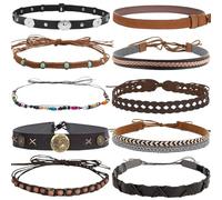 nemokamai 10 Pcs Hat Bands for Men Women, Cowboy Hat Band for Western Straw Fedora Felt Hats, Replacement Vintage Hat Belt Multi, Multi, One size