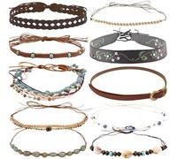 nemokamai 10 Pcs Hat Bands for Men Women, Cowboy Hat Band for Western Straw Fedora Felt Hats, Replacement Vintage Hat Belt Multi, Multi, One size
