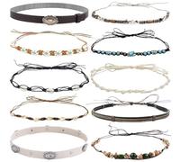 nemokamai 10 Pcs Hat Bands for Women Men, Cowboy Hat Band for Western Straw Fedora Felt Hats, Replacement Vintage Hat Belt Multi, Multi, One size