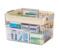 NEMTMCUA Medicine Organizer Storage Box with Handle, Plastic First Aid Box Empty, Thickened Medicine Container Chest, Multipurpose Medical Case with Lids(transparent color)