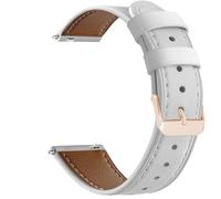 NEMUALL Leather Watch Strap with Rose Gold/Black/Silver Buckle, 18mm Classic Elegant Quick Release Replacement Bands for Women,18MM White