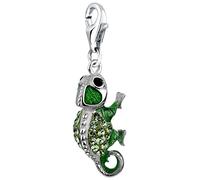 Nenalina Chameleon 714142-001 Carabiner Charm Pendant for Charm Bracelet 925 Sterling Silver, Sterling Silver, Crystal