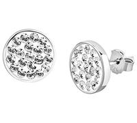Nenalina Ladies Stud Earrings round with Crystals, Handmade in 925 Sterling Silver, 224056-091