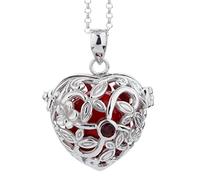 Nenalina Silver Necklace with Angel Whisperer Heart Pendant and Red
