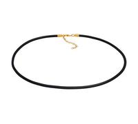 Nenalina Women's Rubber Necklace Rubber Cord Black 42 | cm + 5 cm extension with carabiner jewellery made of gold-plated 925 sterling silver