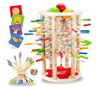 Nene Toys BALLFALL Jumbo - Montessori Wooden Board Game for Kids Age 3+, Colourful Sticks, Dice & Cards - Fine Motor Skills Toy, Maths & Counting Game - Educational Gift Boys Girls