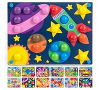 Nene Toys Wooden Color Matching Button Board [Large Edition - 48 Buttons, 8 Colors] - Montessori Pegboard Puzzle for Toddlers 2+ - Fine Motor Skills Toy with 12 Matching Cards for Kids Ages 2 3 4