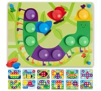 Nene Toys Wooden Colour Matching Puzzle for Toddlers 2+ Years - Montessori Pegboard Button Game with Wooden Nails & Cards - Educational Toy for 2 3 Year Old Boys Girls - Fine Motor Skill Learning