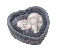 NENGGE Cat Bed Cute Heart-Shaped Pet Bed for Cats Dogs Cotton Velvet Soft Kitty Puppy Sleeping Beds Kennel Warm Pet Nest Cat Accessories,Gray,S